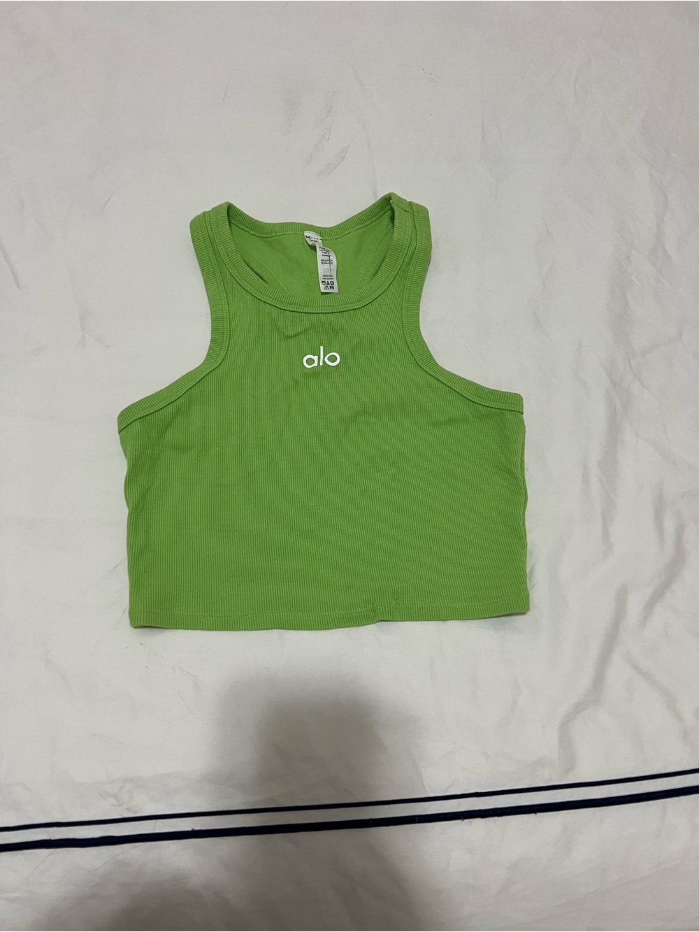 ALO Yoga Bright Green Ribbed Racerback Crop Tank